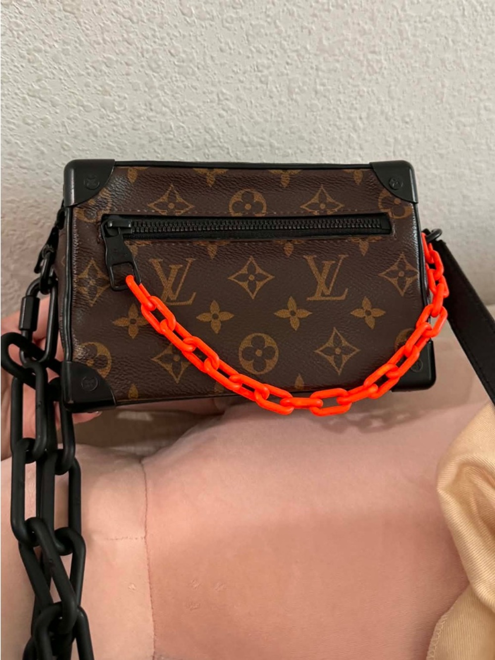 LOUIS VUITTON SOFT TRUNK UNISEX CROSSBODY MONOGRAM WITH ORANGE CHAIN DETAIL SS19